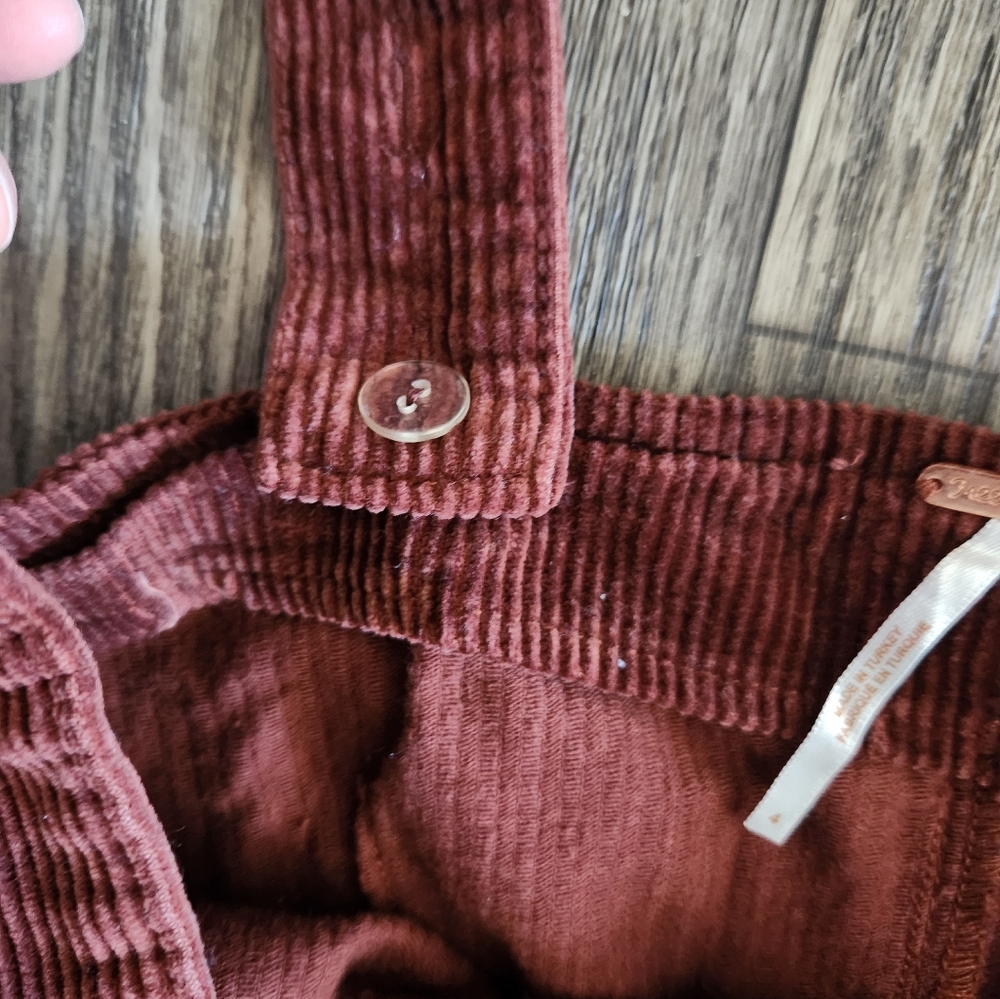 Free People Luna Corduroy Jumpsuit Overalls Size 4 - Picture 8 of 13